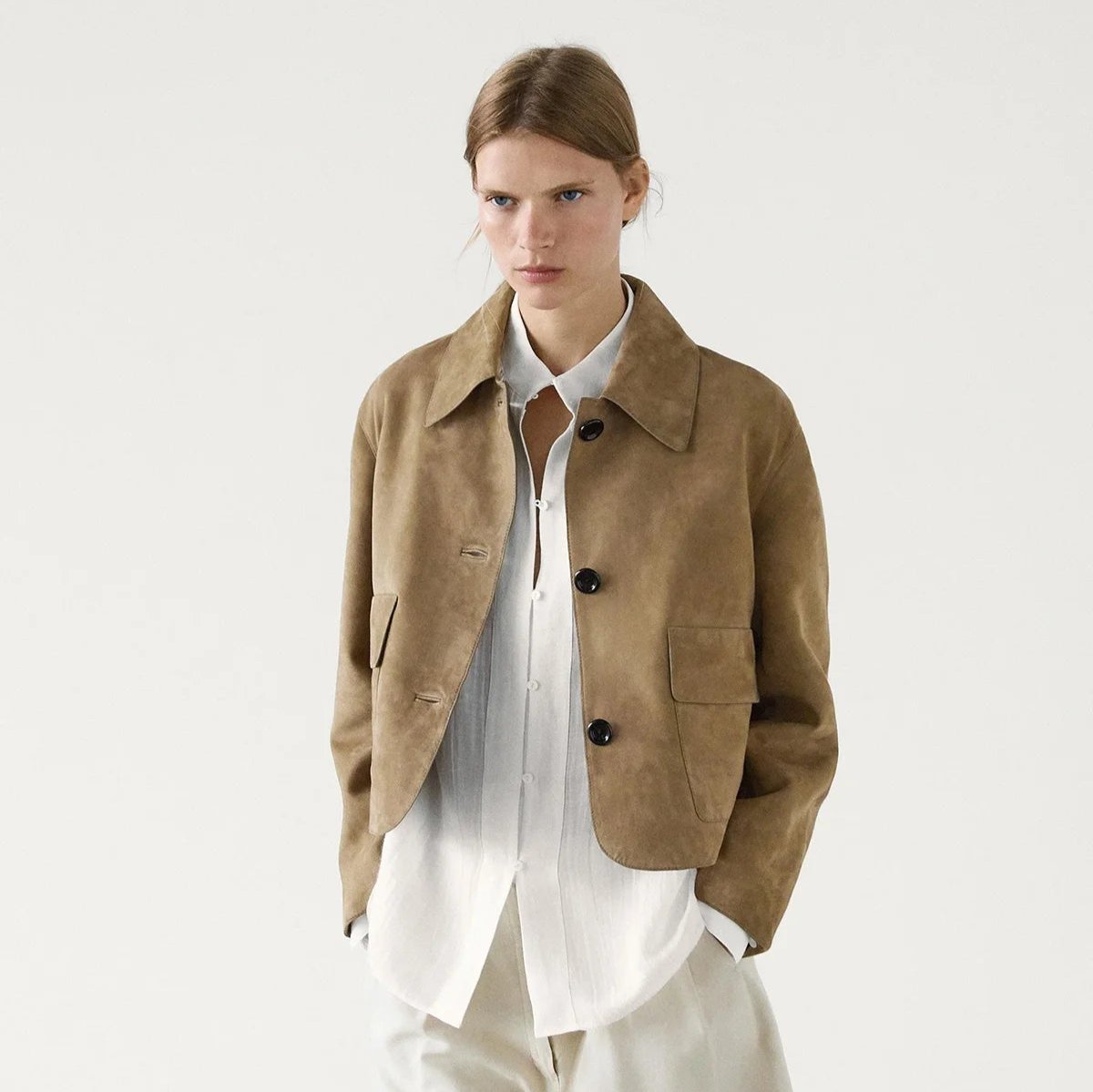Split Suede Vegan läderjacka med ficka