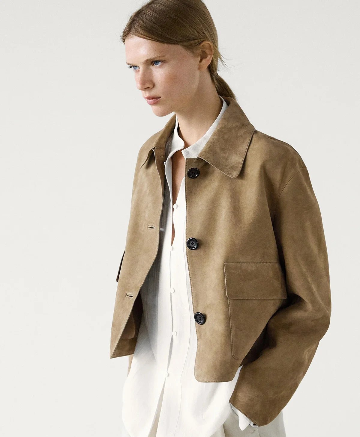 Split Suede Vegan läderjacka med ficka