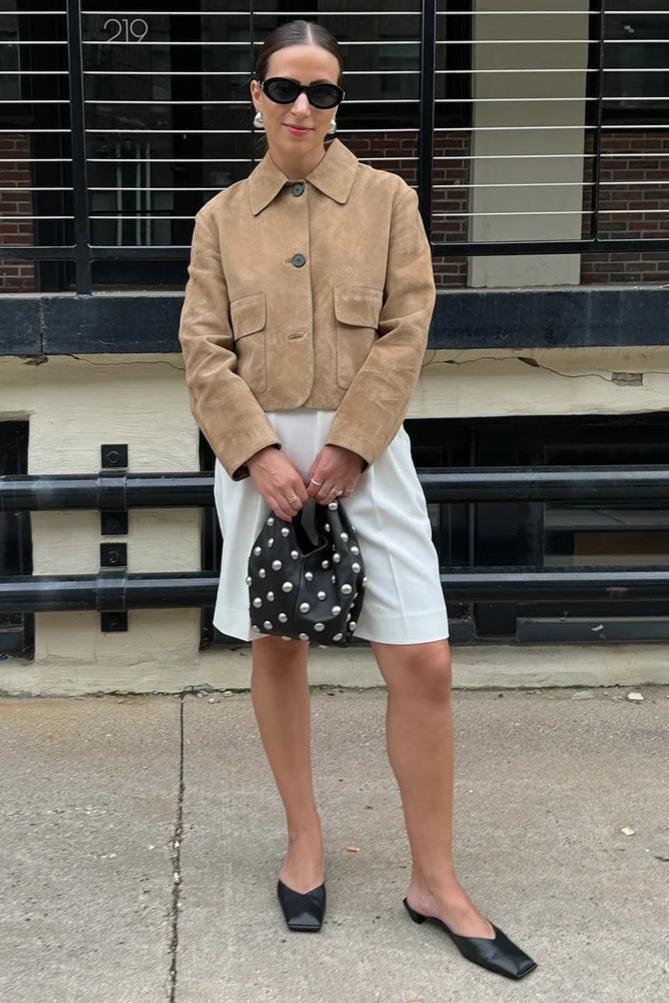 Split Suede Vegan läderjacka med ficka