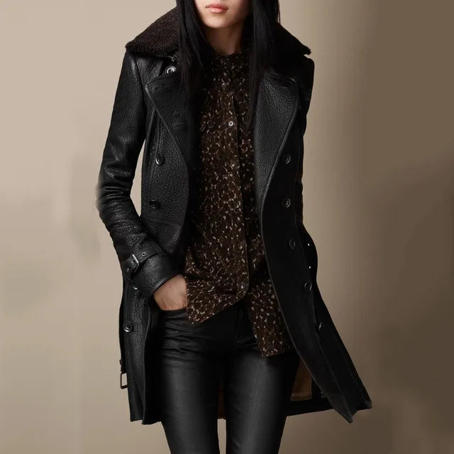 Emma | Lyxig lädertrenchcoat