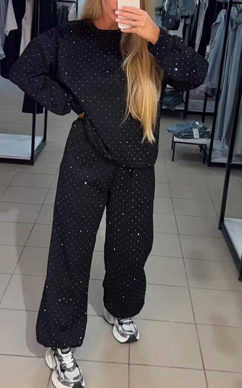 Maria - Tvådelat set för kvinnor med rund hals och diamantlucka