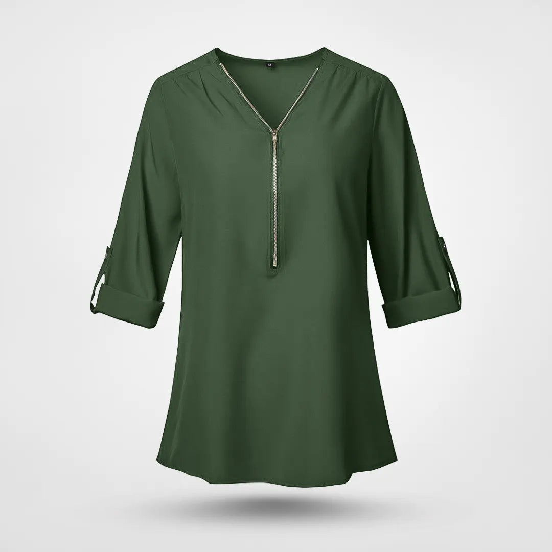 Emma V-ringad chiffongblus