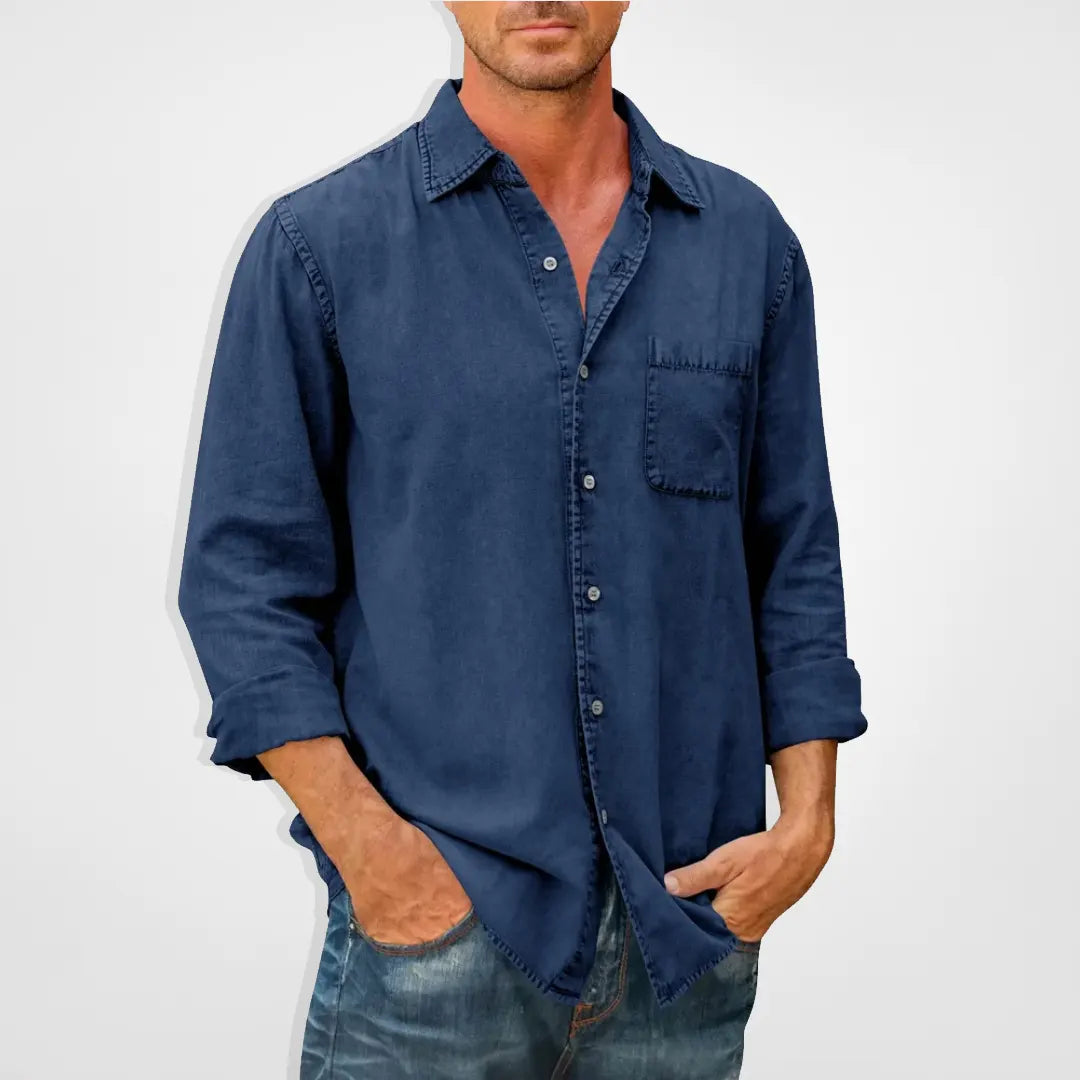 Långärmad denimskjorta för män