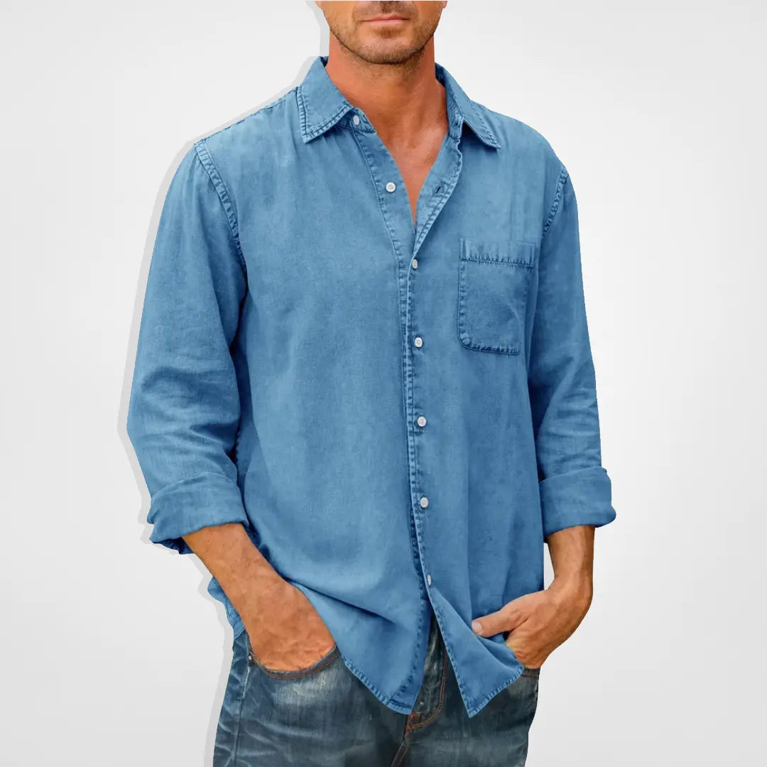 Långärmad denimskjorta för män