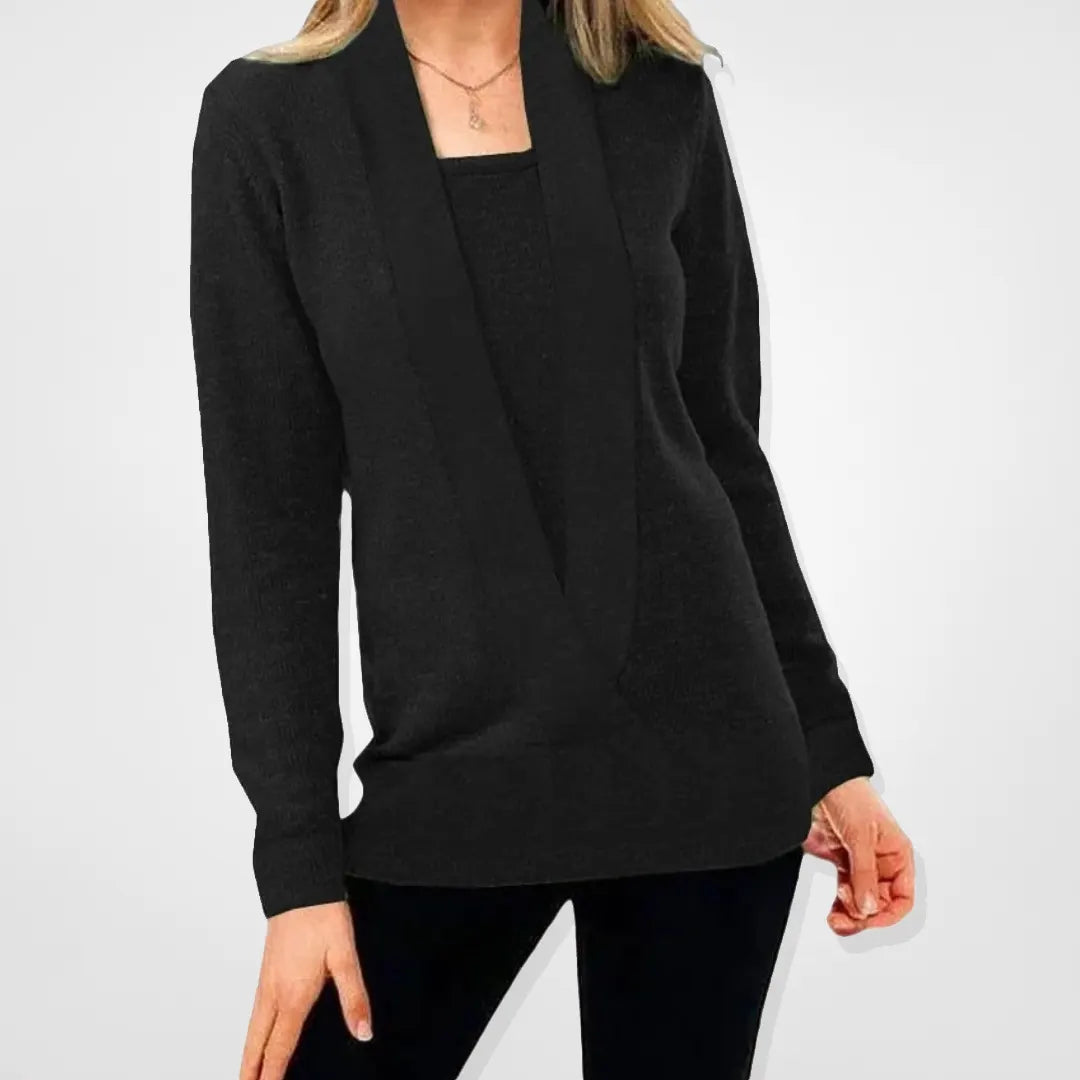 Enfärgad pullover stickad tröja för kvinnor