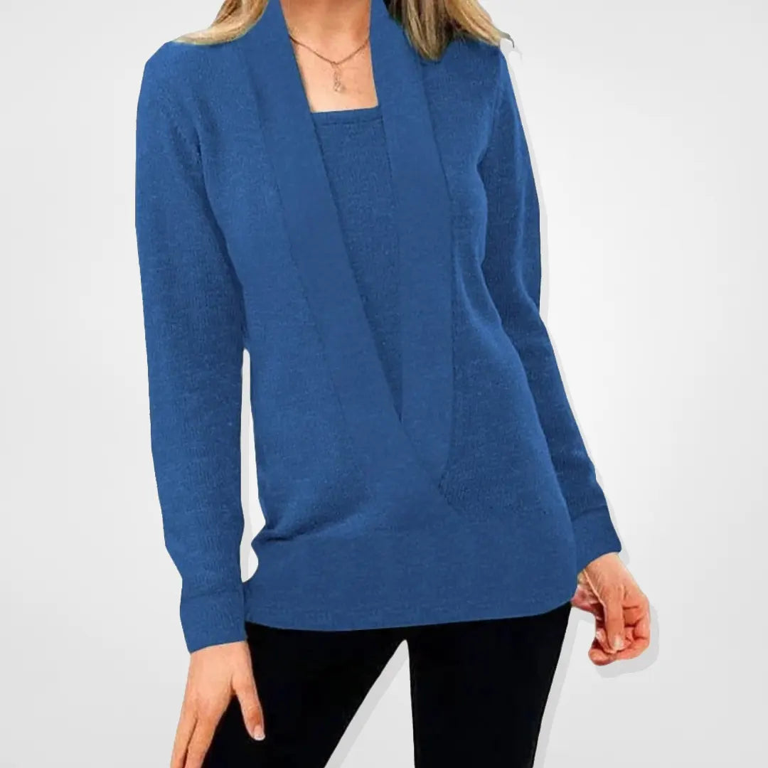 Enfärgad pullover stickad tröja för kvinnor