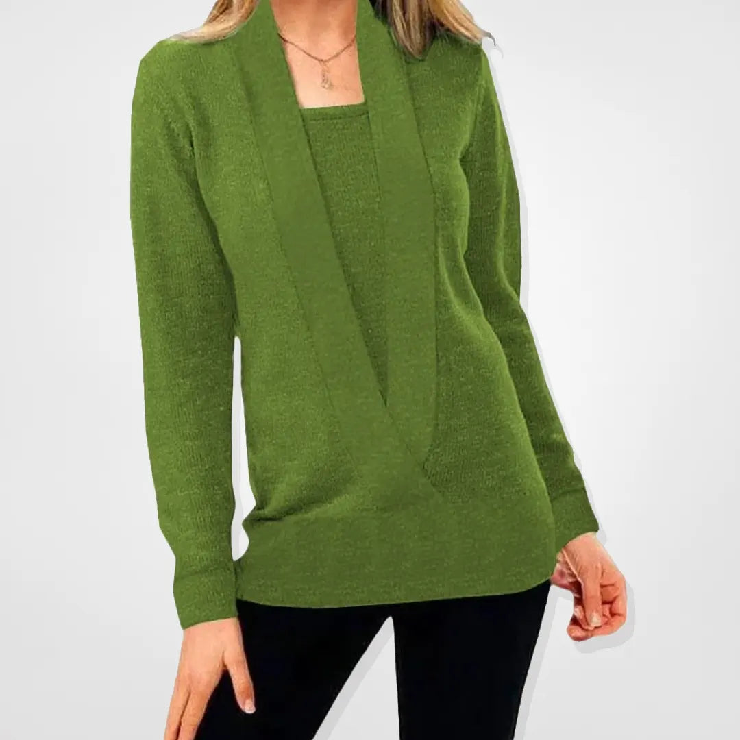 Enfärgad pullover stickad tröja för kvinnor