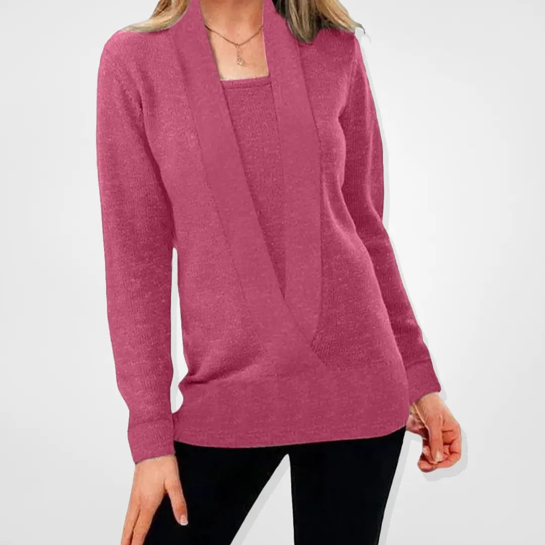 Enfärgad pullover stickad tröja för kvinnor
