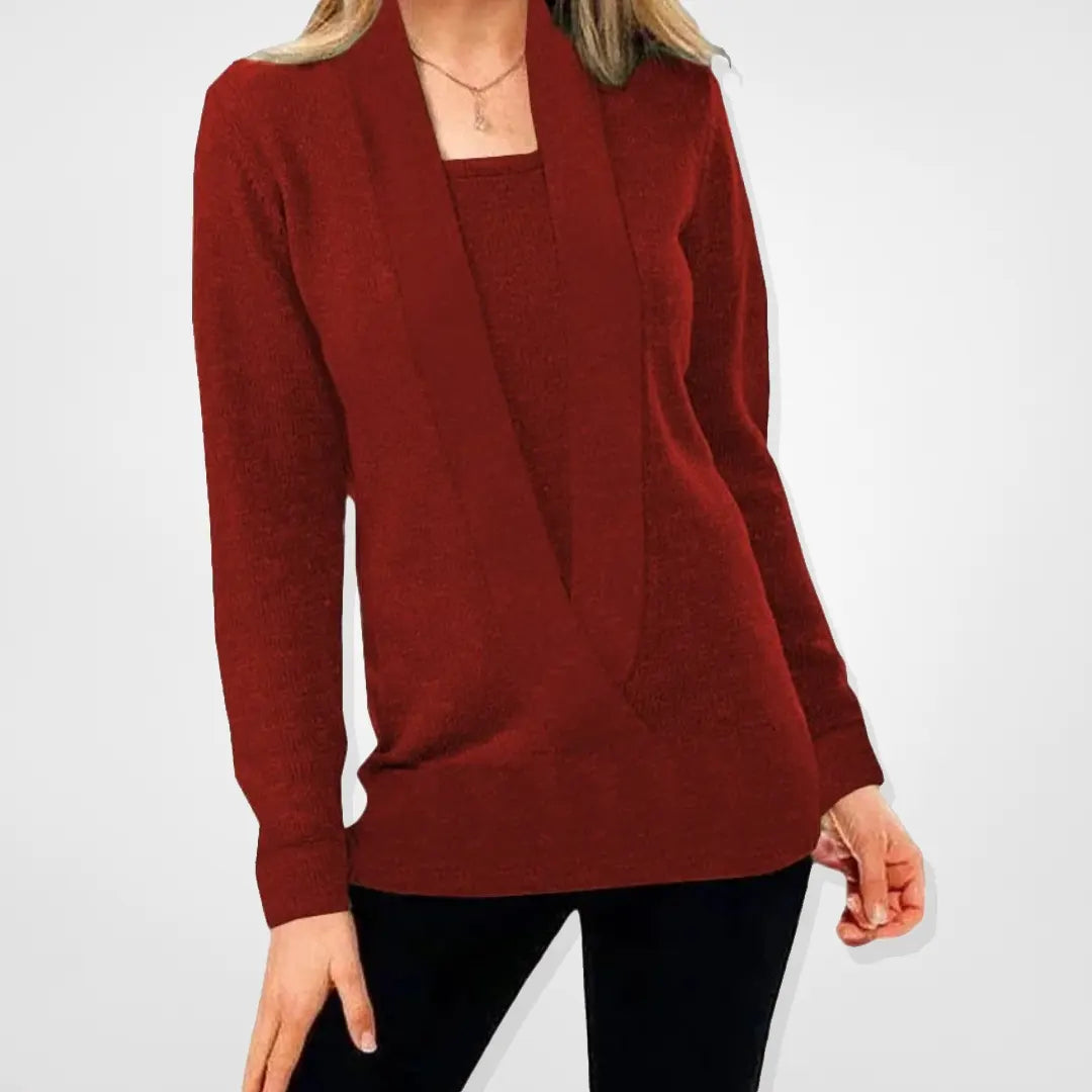 Enfärgad pullover stickad tröja för kvinnor