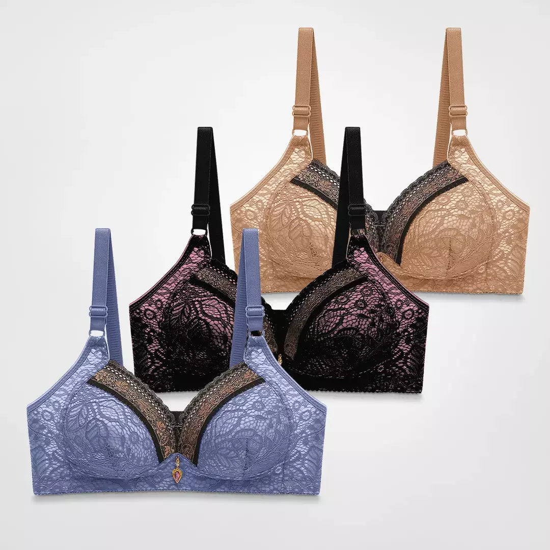 Fahari | Comfy Wireless Push Up Lace BH (1+2 Gratis)