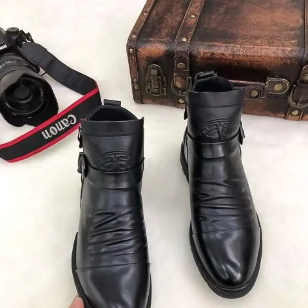 Italienska handpräglade Martin boots med dragkedja