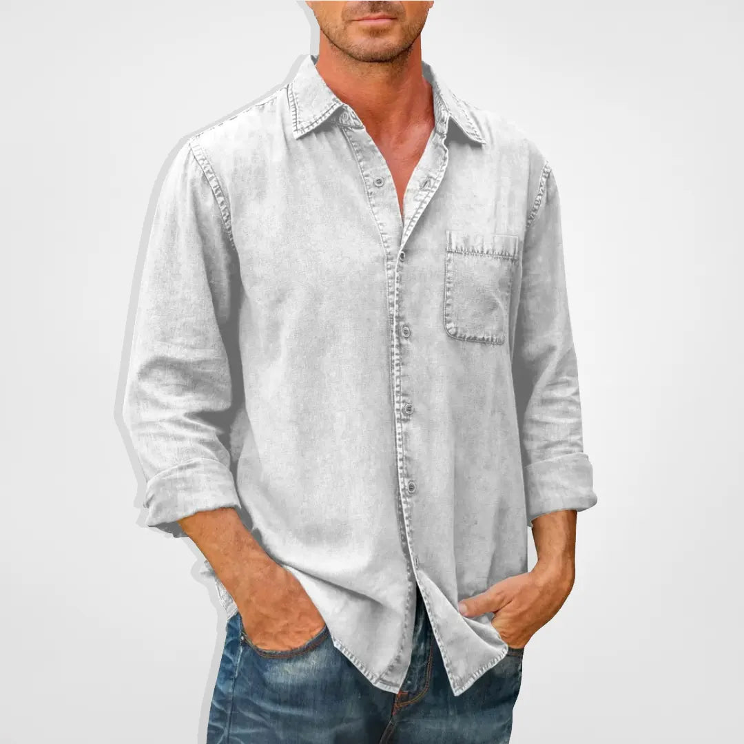 Långärmad denimskjorta för män