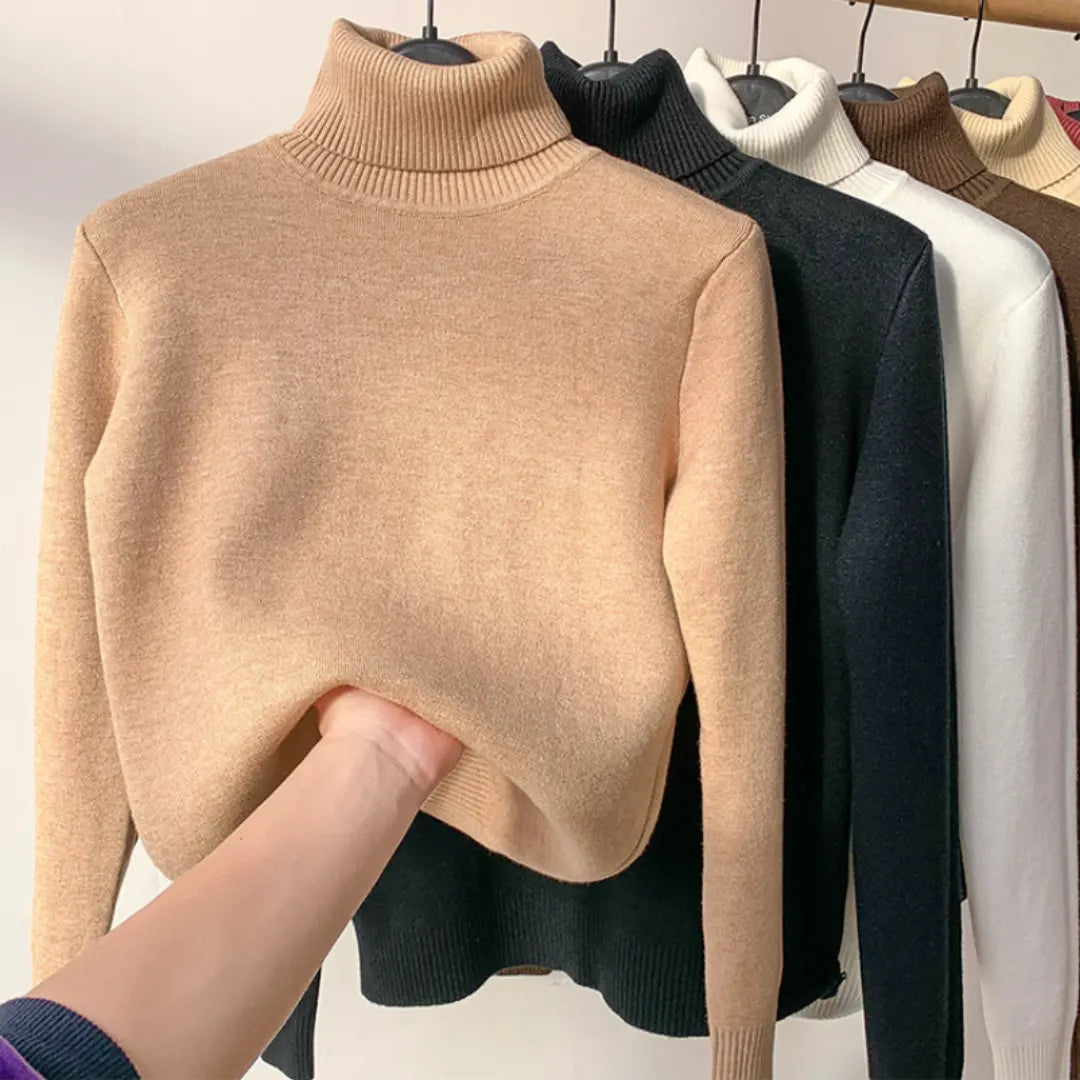 Fleece och tjock stickad vintertröja
