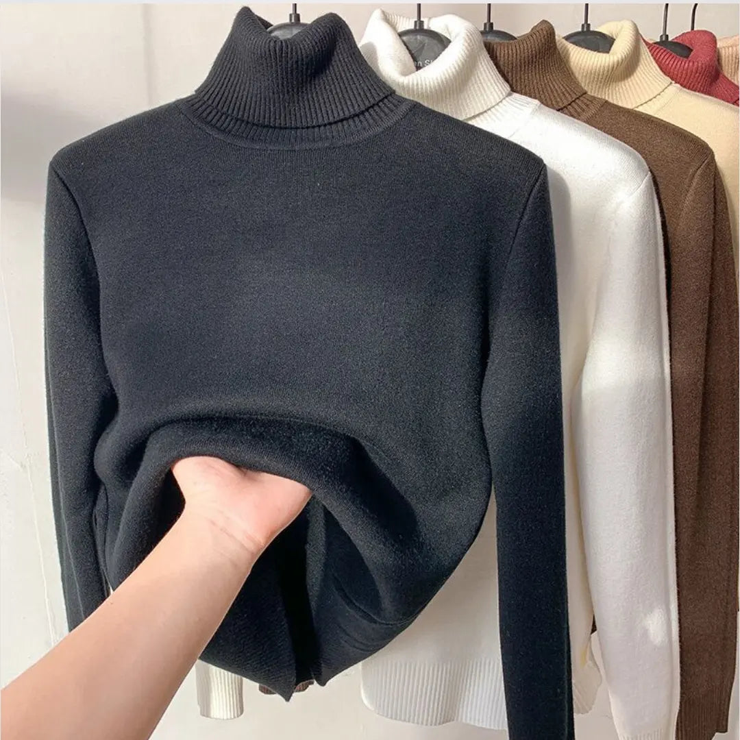 Fleece och tjock stickad vintertröja