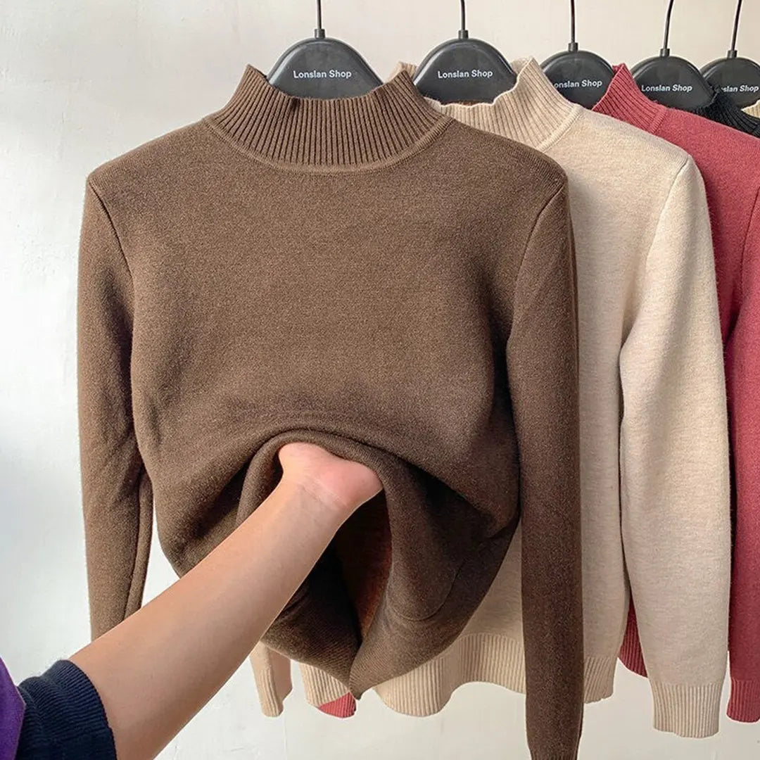 Fleece och tjock stickad vintertröja