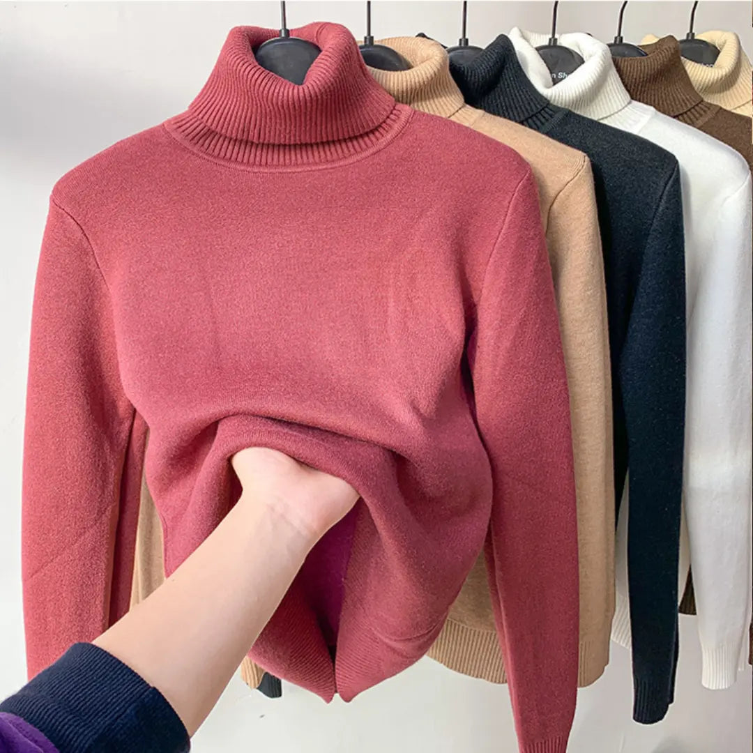 Fleece och tjock stickad vintertröja