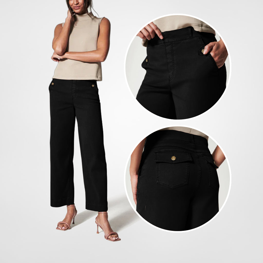 Stretch Twill Cropped Wide Leg Pants