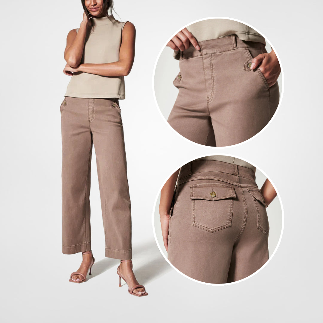 Stretch Twill Cropped Wide Leg Pants