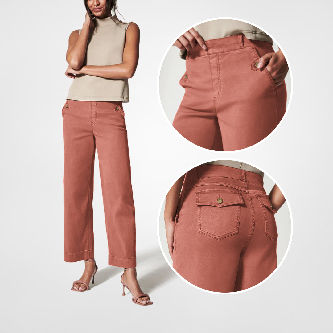 Stretch Twill Cropped Wide Leg Pants