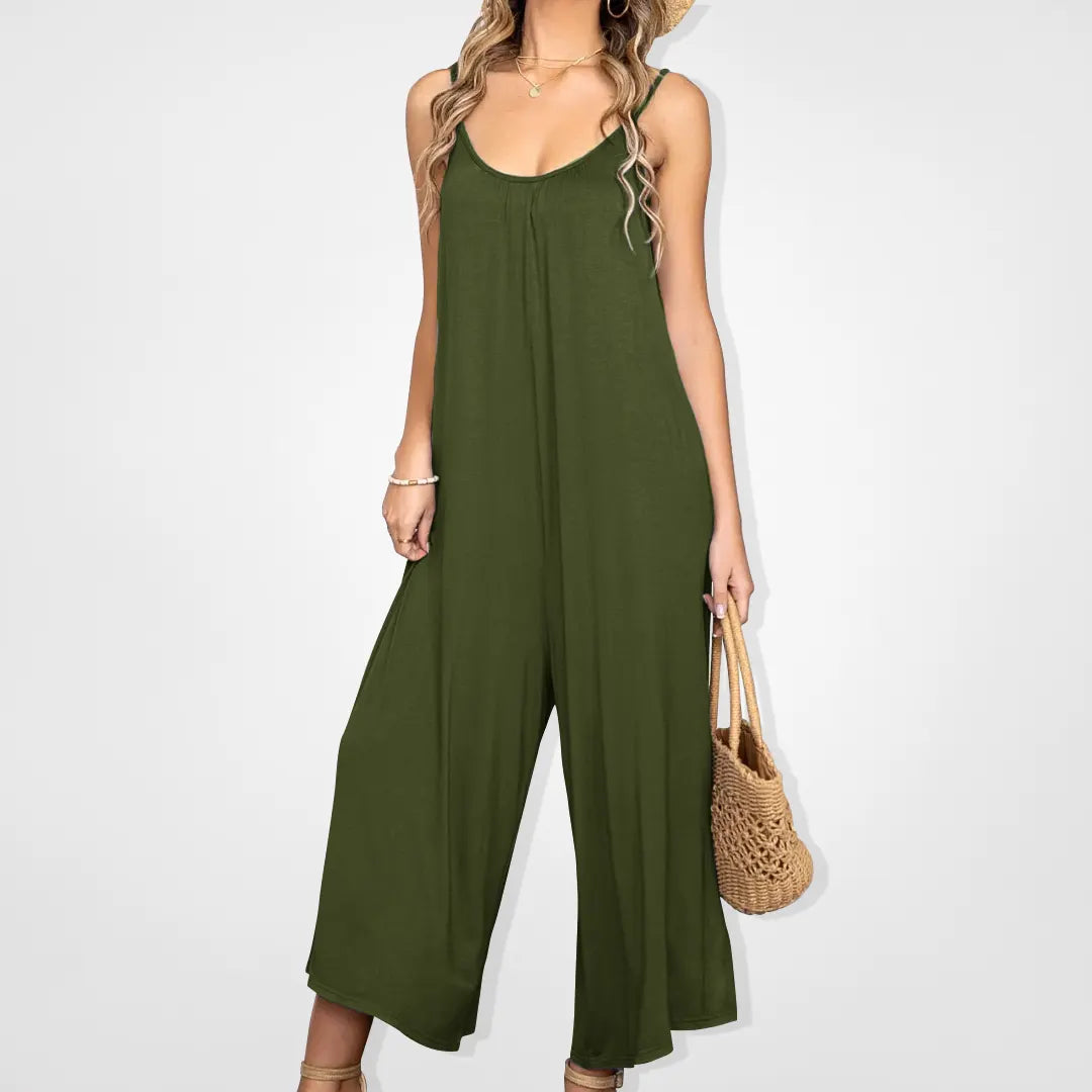 Ultimat svävande jumpsuit med vida ben och fickor