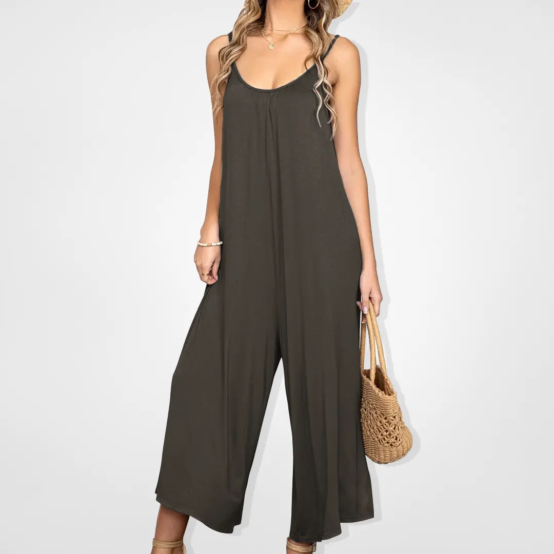 Ultimat svävande jumpsuit med vida ben och fickor