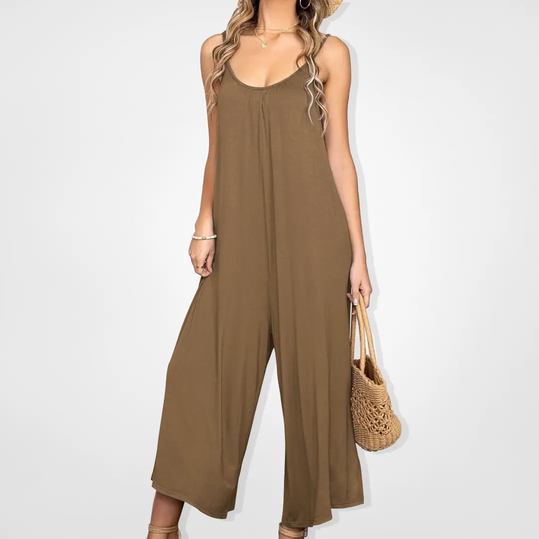 Ultimat svävande jumpsuit med vida ben och fickor