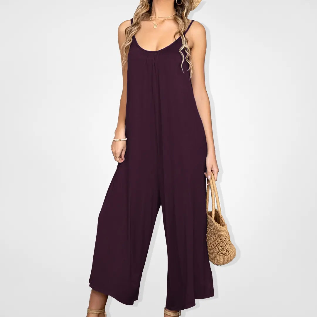 Ultimat svävande jumpsuit med vida ben och fickor