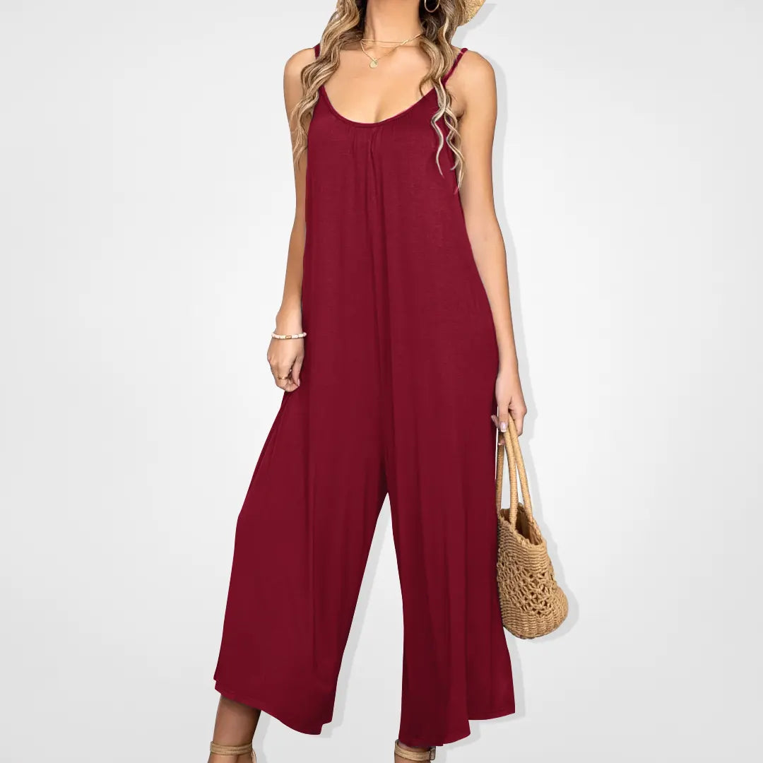 Ultimat svävande jumpsuit med vida ben och fickor